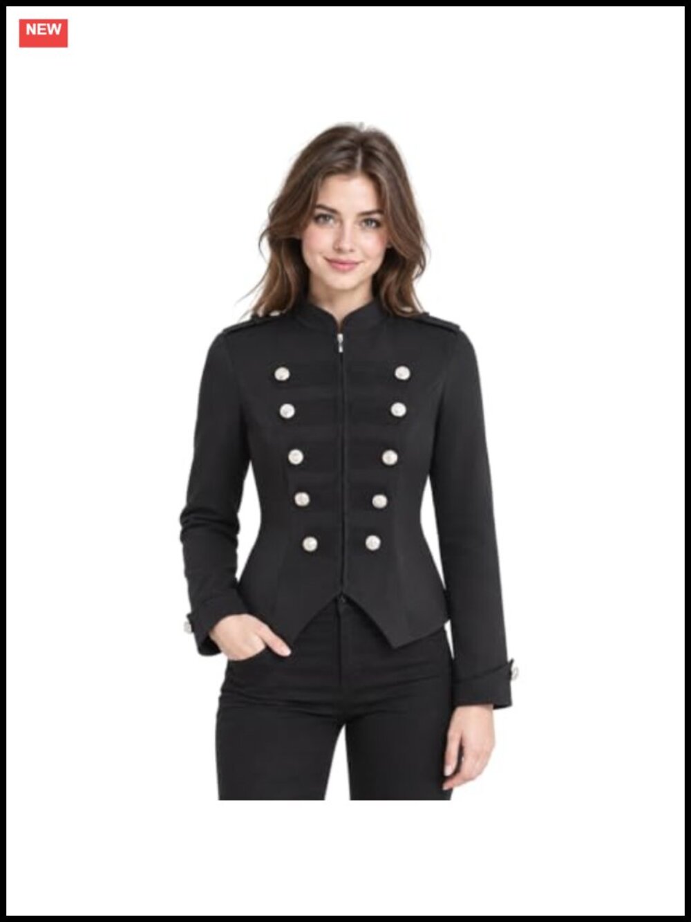 Victorian Steampunk Ringmaster Jacket Military Blazer Double Breasted Zip Frock